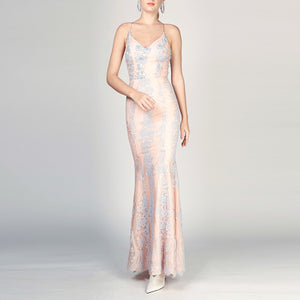 Joslyn Bareback Beaded Lace Gown