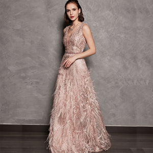 OLIVIA BEADING LACE GOWN