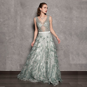 ORETTA LACE BEADING GOWN
