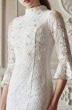 Load image into Gallery viewer, Jeslyn Trumpet Sleeve Beaded Lace Dress
