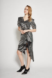Holyn Metalic Ruffle Dress