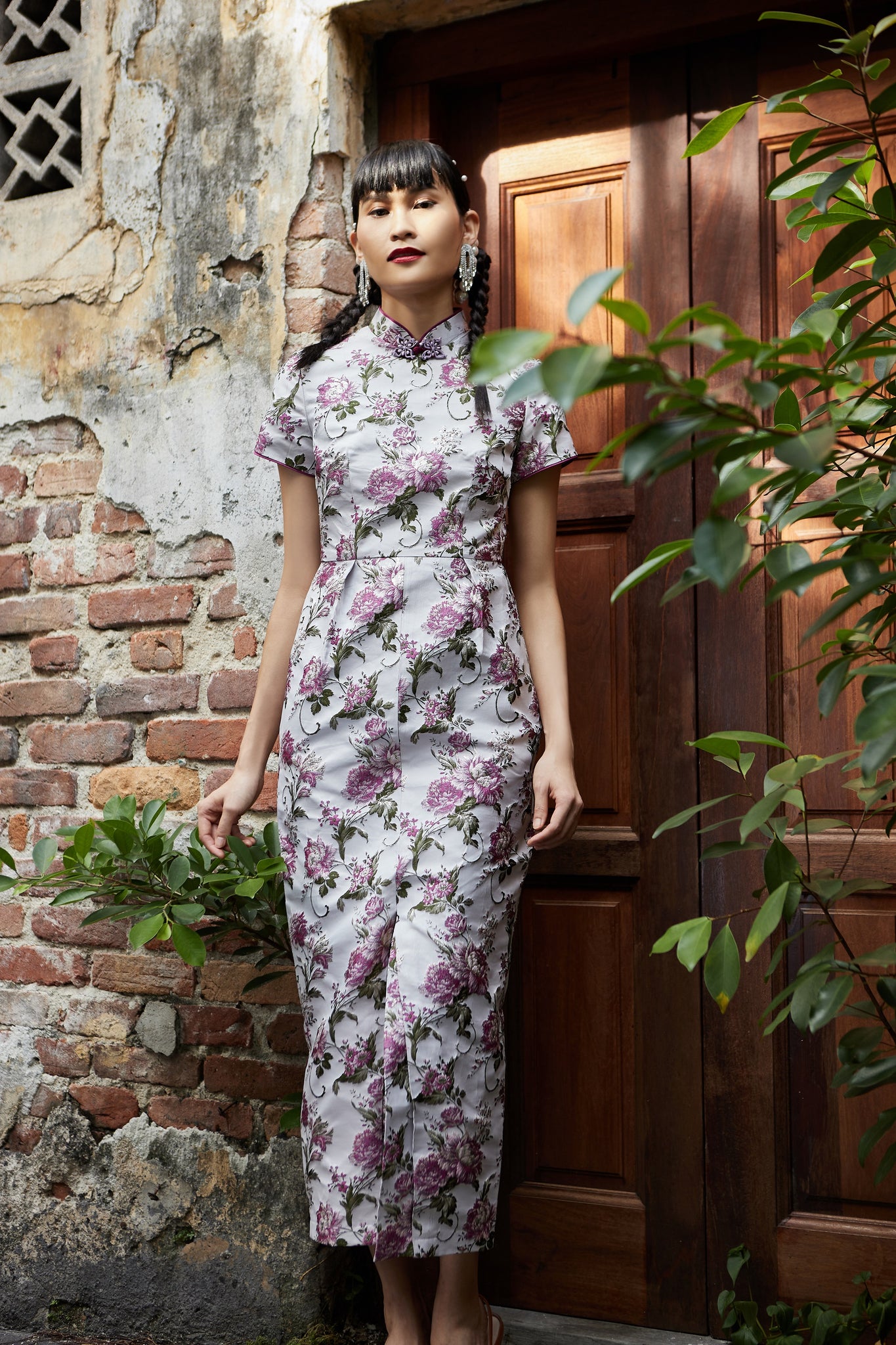 Pansy Brocade Long Qipao Dress Maglifestyle Pansy Brocade Long Qipao Dress Maglifestyle