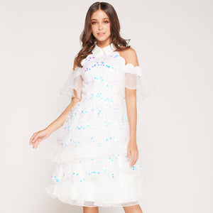 Uma Cold Shoulder Sequin Dress