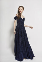 Load image into Gallery viewer, Una Off Shoulder Pleated Gown
