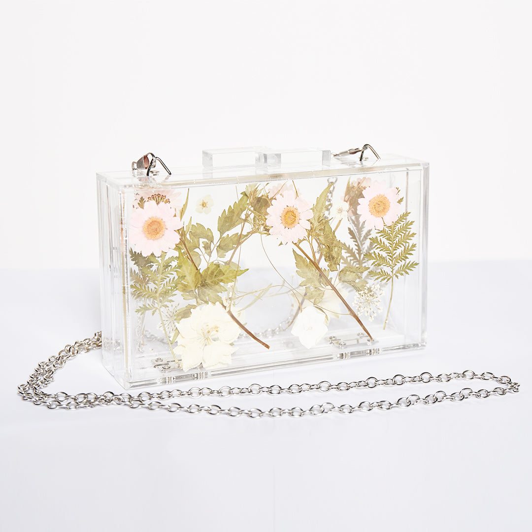 Floral Transparent Box Clutch Bag