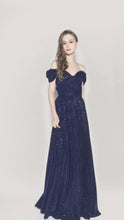 Load and play video in Gallery viewer, Una Off Shoulder Pleated Gown
